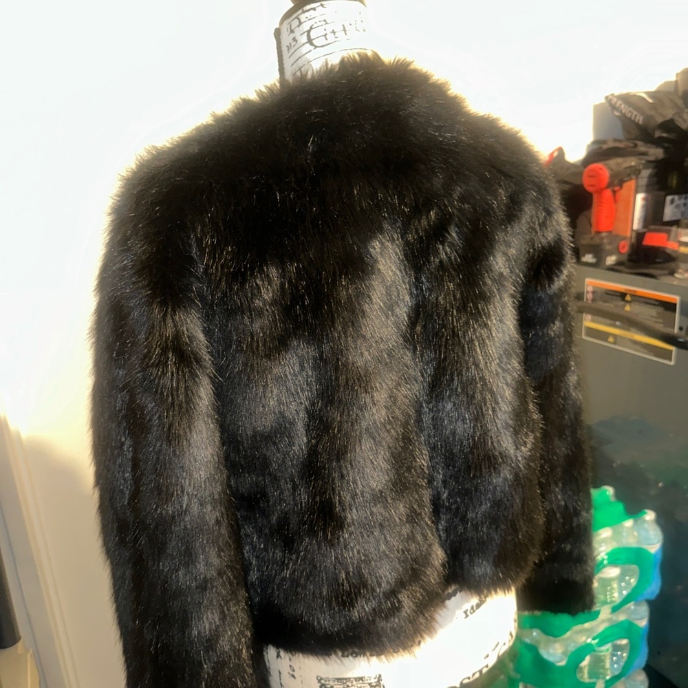 Faux fur and ruched dress
